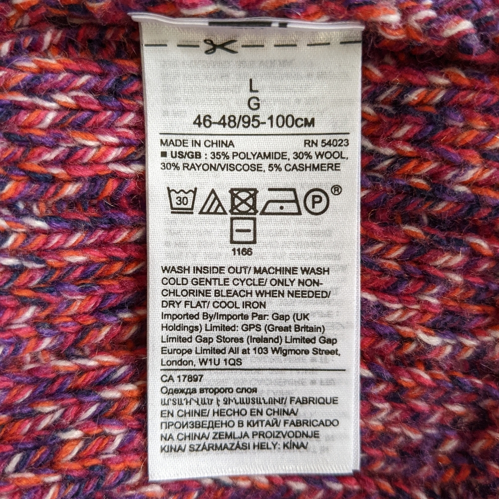 🍁 EUC Banana Republic Wool Cashmere Blend Ribbed Sweater in Berry, Size L - Picture 10 of 11